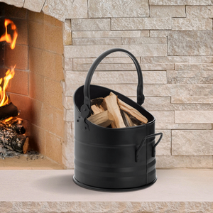 Black Metal Coal Bucket Scuttle Fireplace