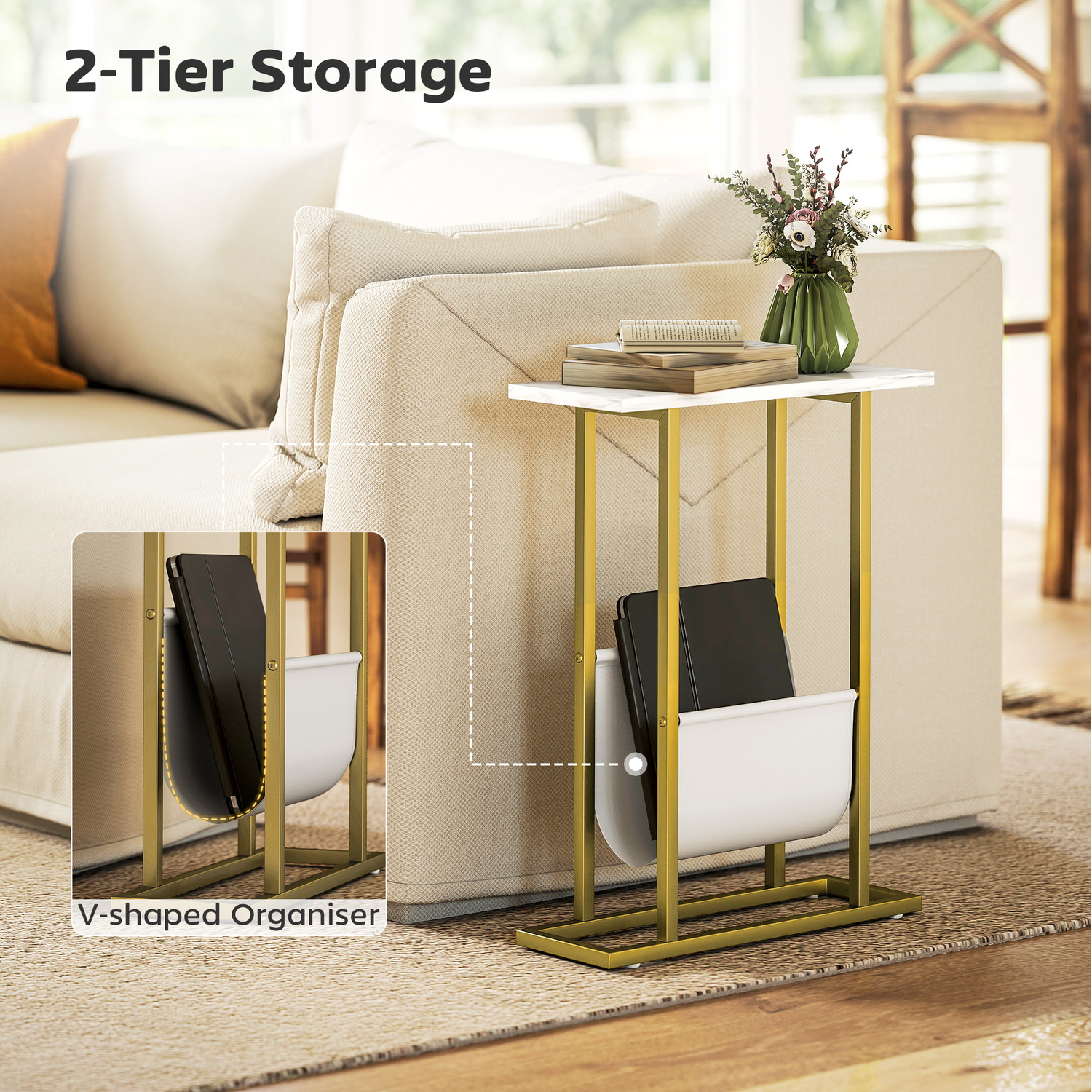Small Table With Magazine Rack HOMCOM Small Narrow Side Table with Magazine Holder