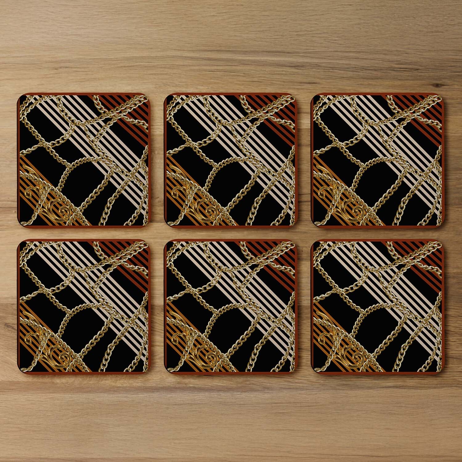 Image of Chains Stripes Coaster - Gold