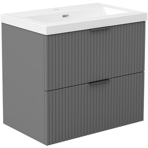 600mm Bathroom Vanity Unit Resin Sink 2 Drawers Cabinet