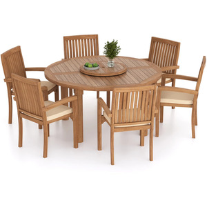 Cannes Teak Garden Dining Table and 6 Seat Chair Set