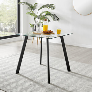 Seattle 4 Seat Square Glass Dining Table