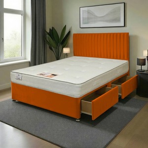Orange / Small Single Emily Plush Bed Set With Mattress And 54