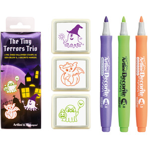 Artline Halloween Pre Inked Stamps and Decorite Pen Set 4