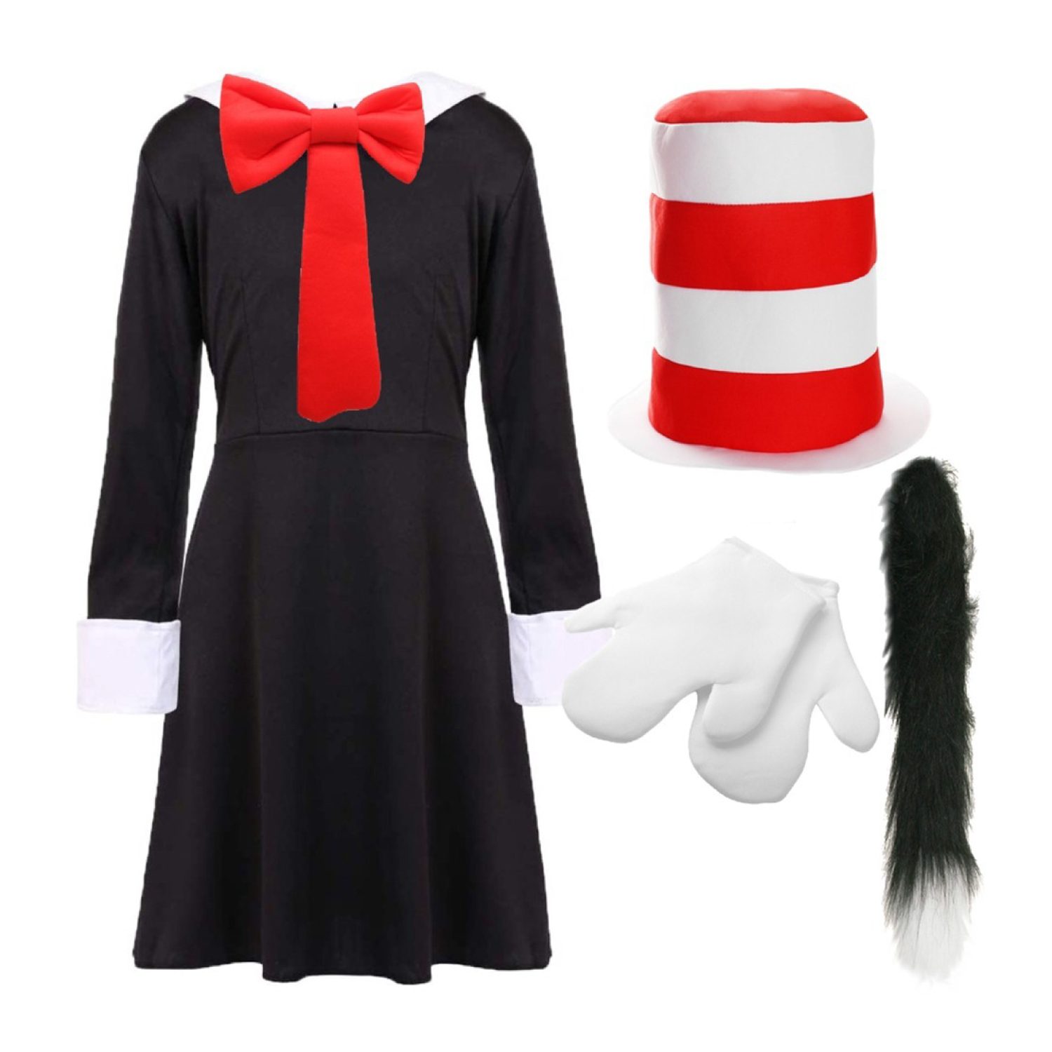 Crazy Cat Costume Set - Hat, Gloves & Tail