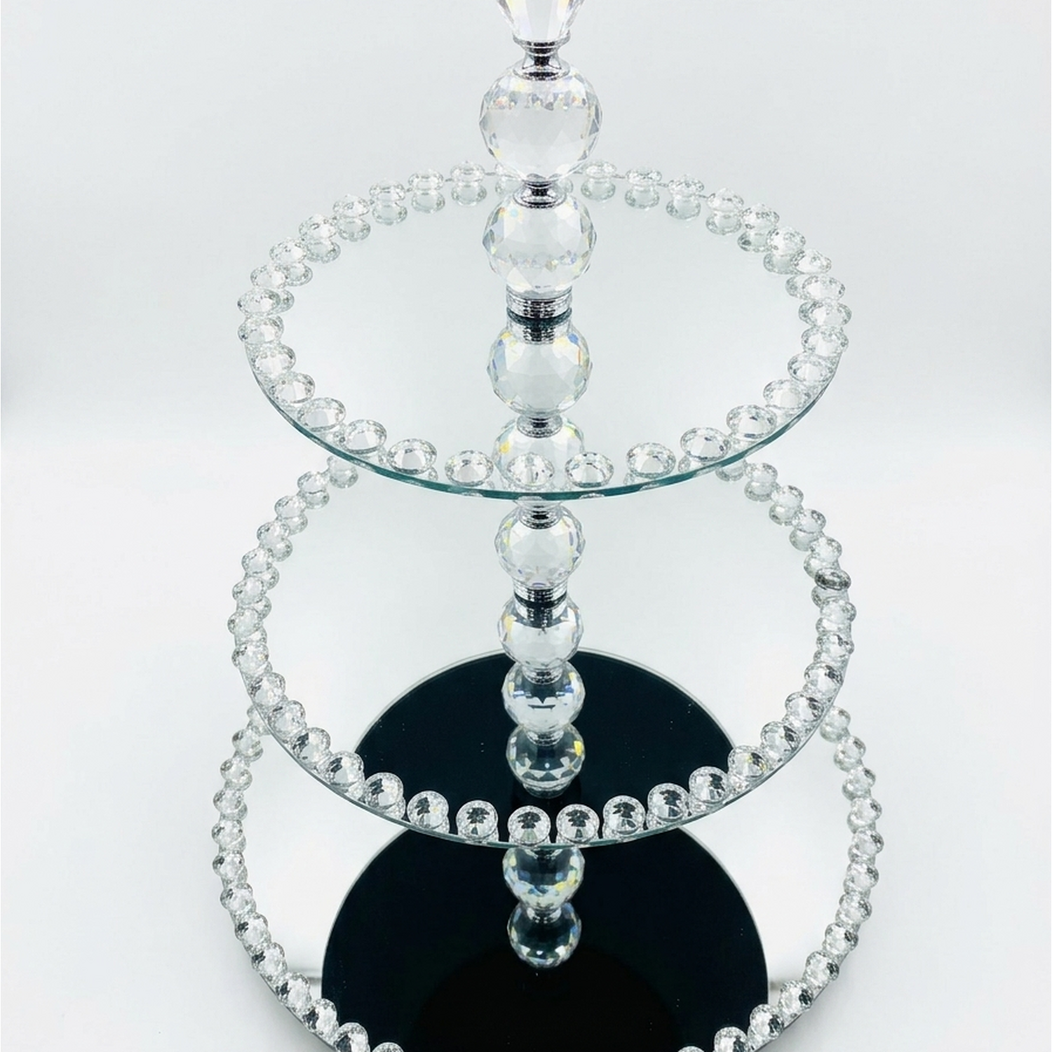 Image of 3-Tier Mirrored Glass Cake Stand Round&hellip;