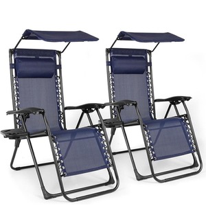 BIRCHTREE Set of 2 Sun Recliner with Canopy SR06