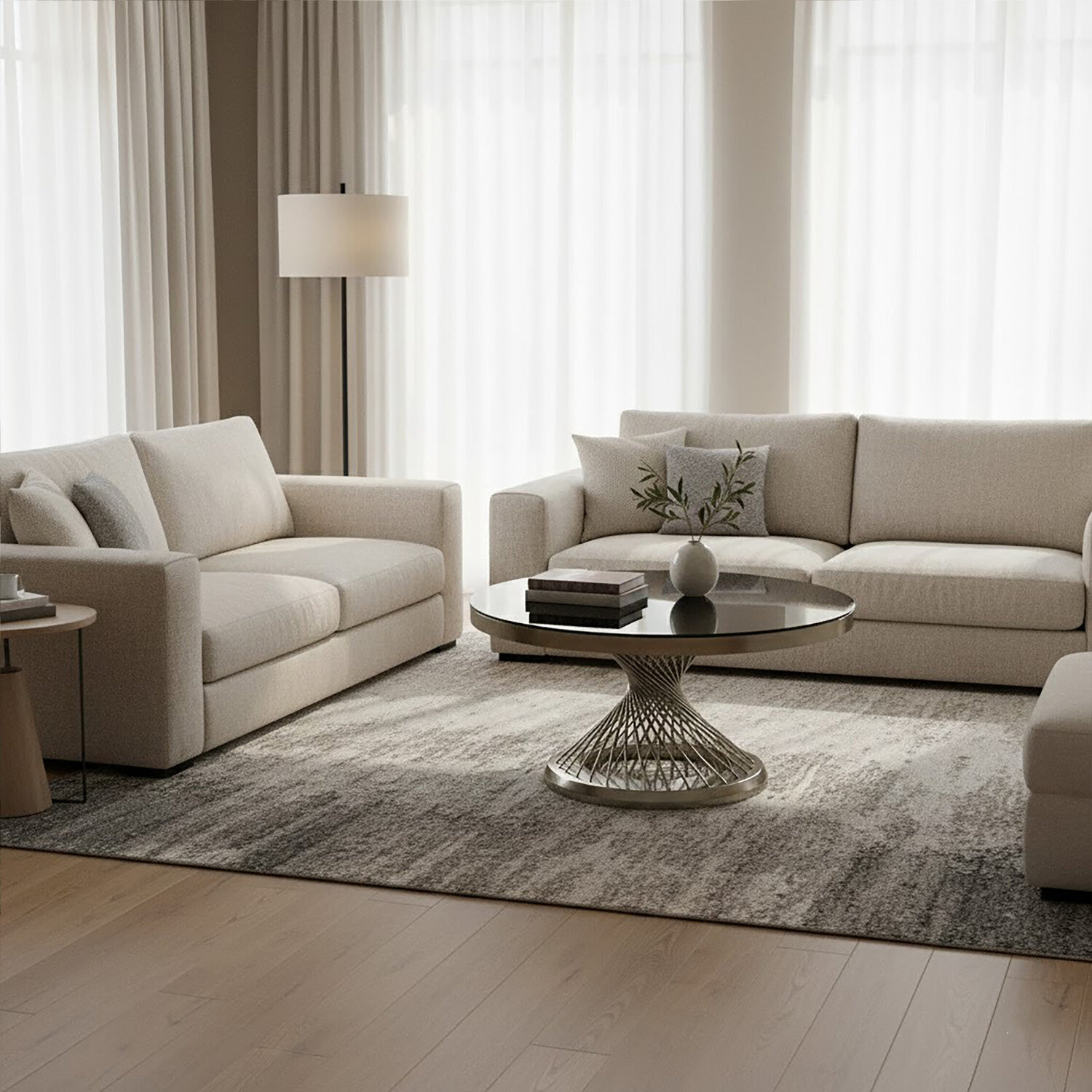 Anzio Coffee Table with Silver Base - Black