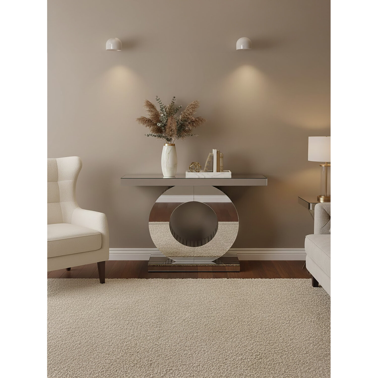 Gianara Mirrored Console Table - Silver