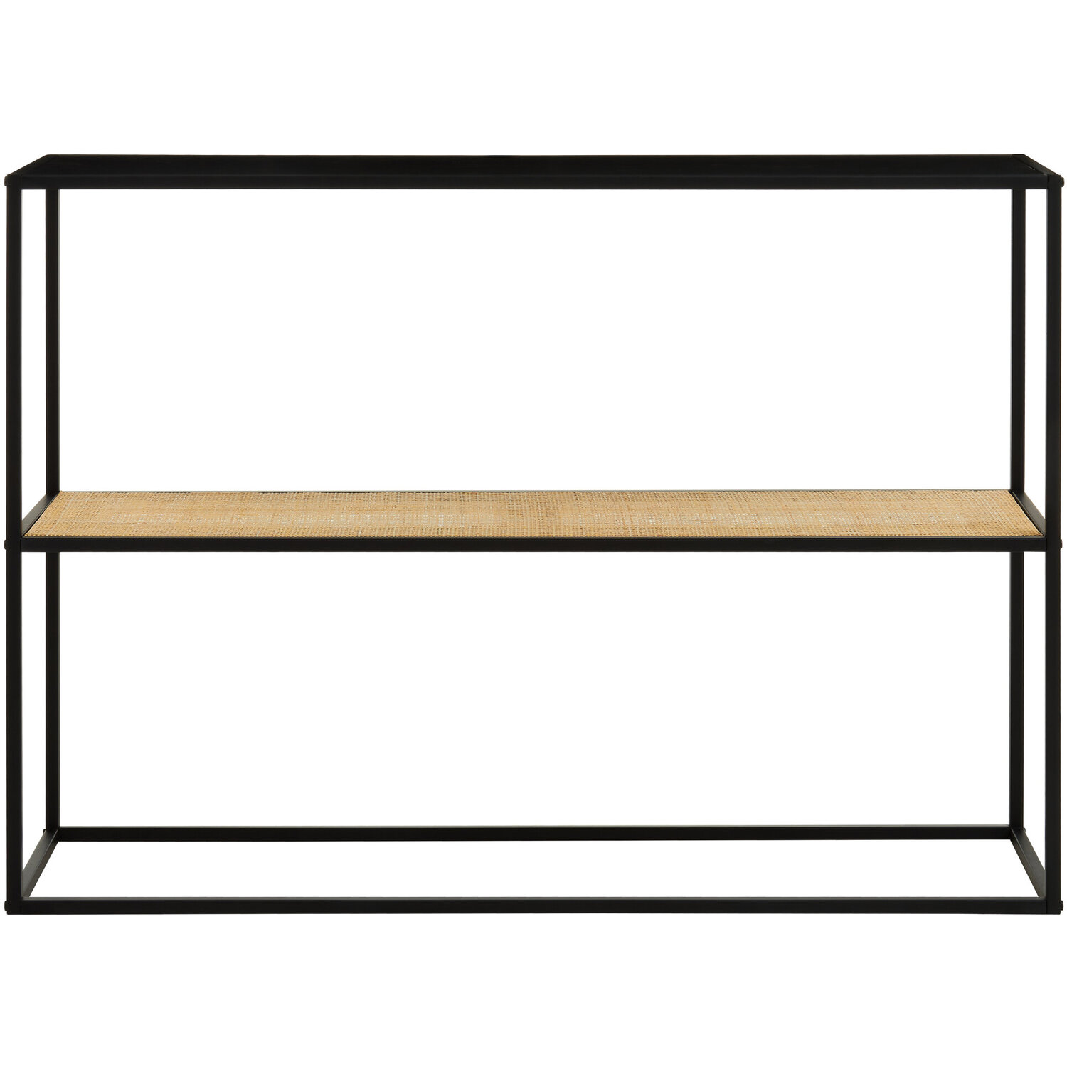 Depok 2 Tier Rattan And Metal Console Table - Black