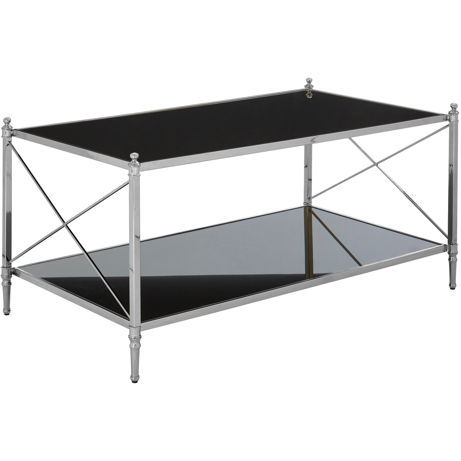 Hoffmann Black Glass And Nickel Finish Rectangular Coffee Table - Black