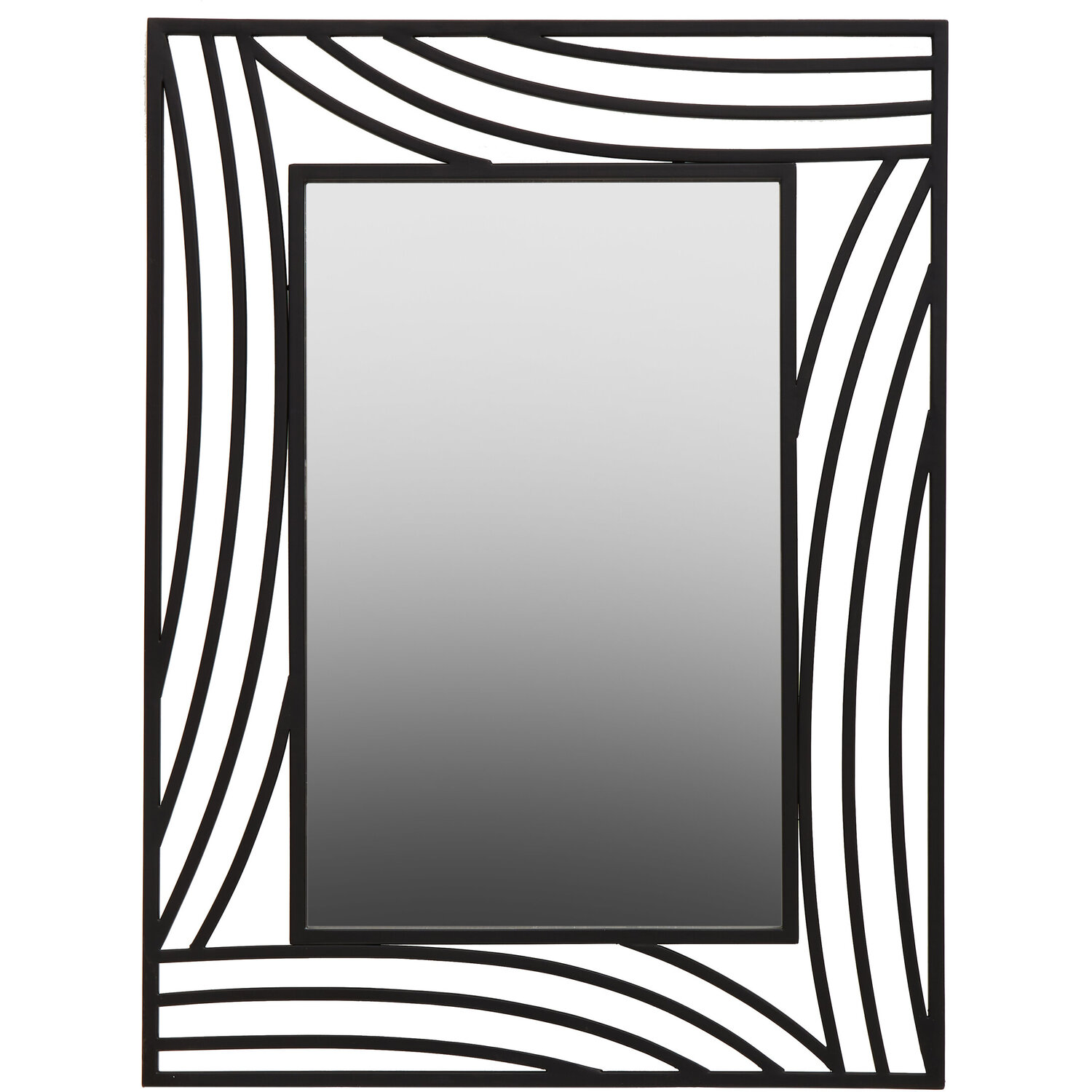 Brussels Baroque Rectangular Antique White Wall Mirror - Black