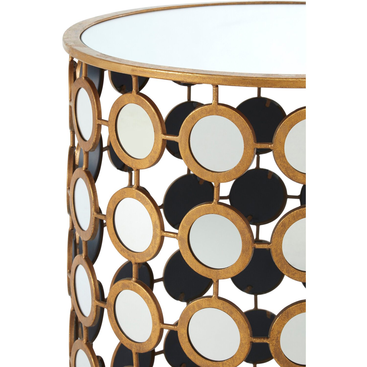 Zariah Gold Finish Mirror Side Table - Gold