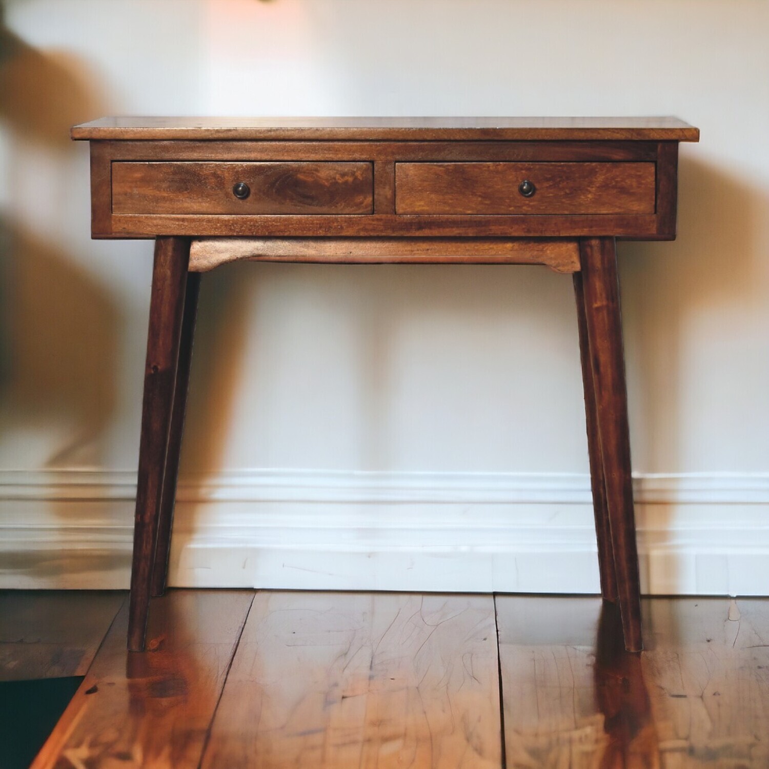 Artisan Furniture Solid Wood Chestnut Hallway 2 Drawer Console Table - Brown
