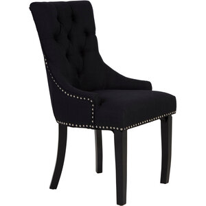 Kensington Townhouse Black Linen Studded Dining Chair
