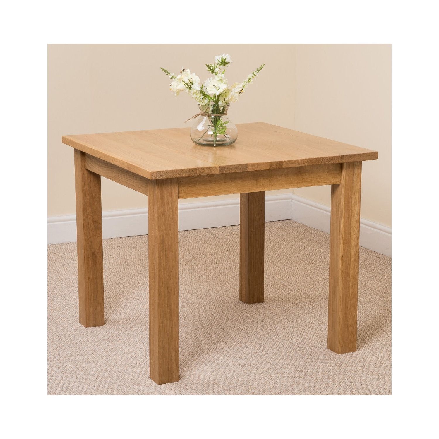 Thats Furniture Oslo 90 X 90 Cm Oak Small Dining Table And 4 Lola Fabric Chairs - Black