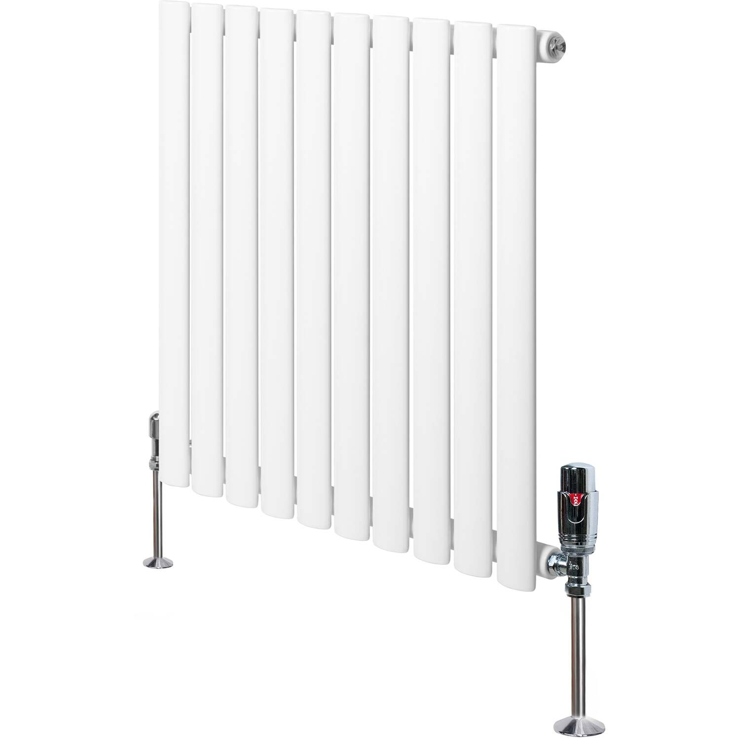 Monster Shop Oval Single Column Radiator With Valves - White / 60Cm