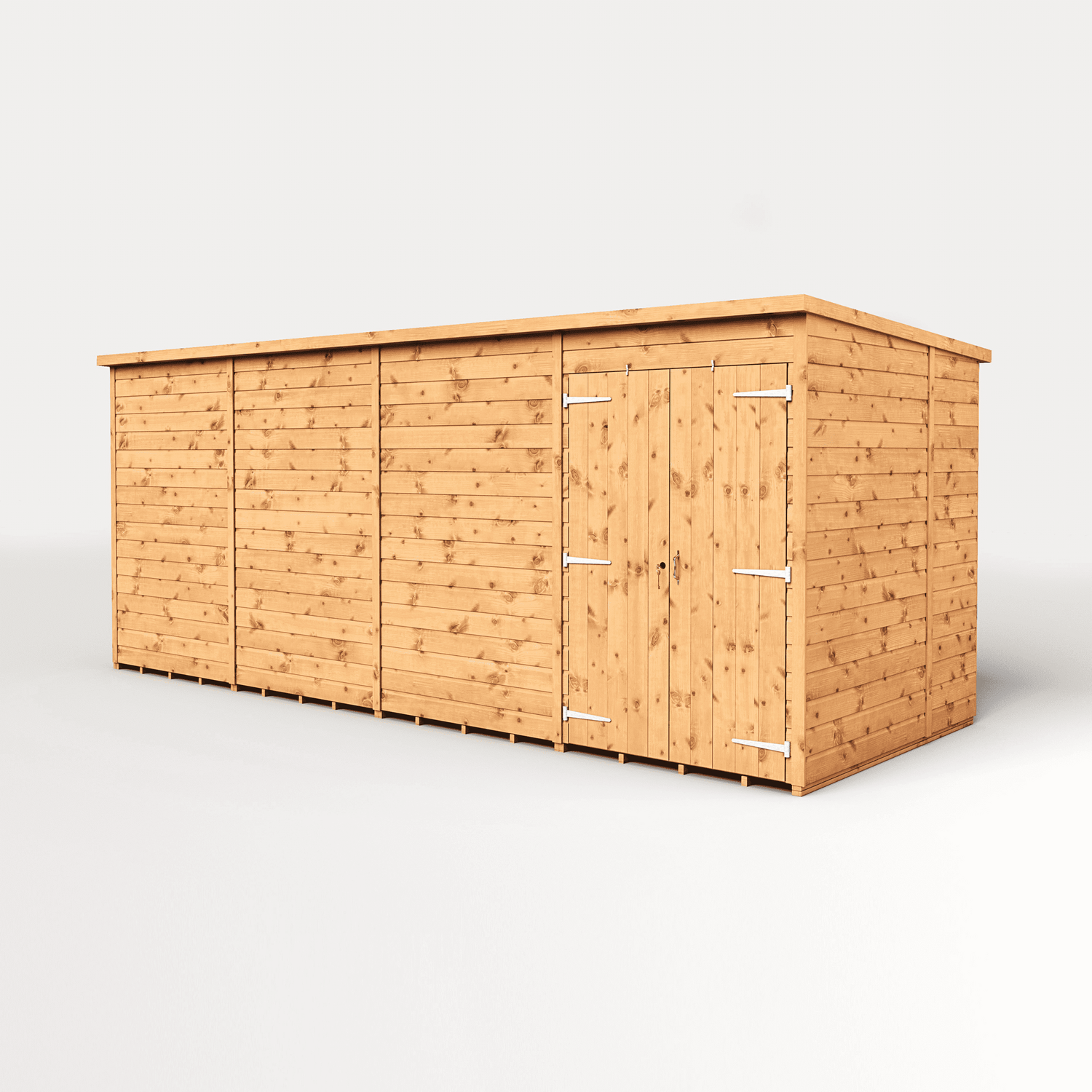 Empire 16x6 Modular Pent Garden Shed with a Double Door - Brown