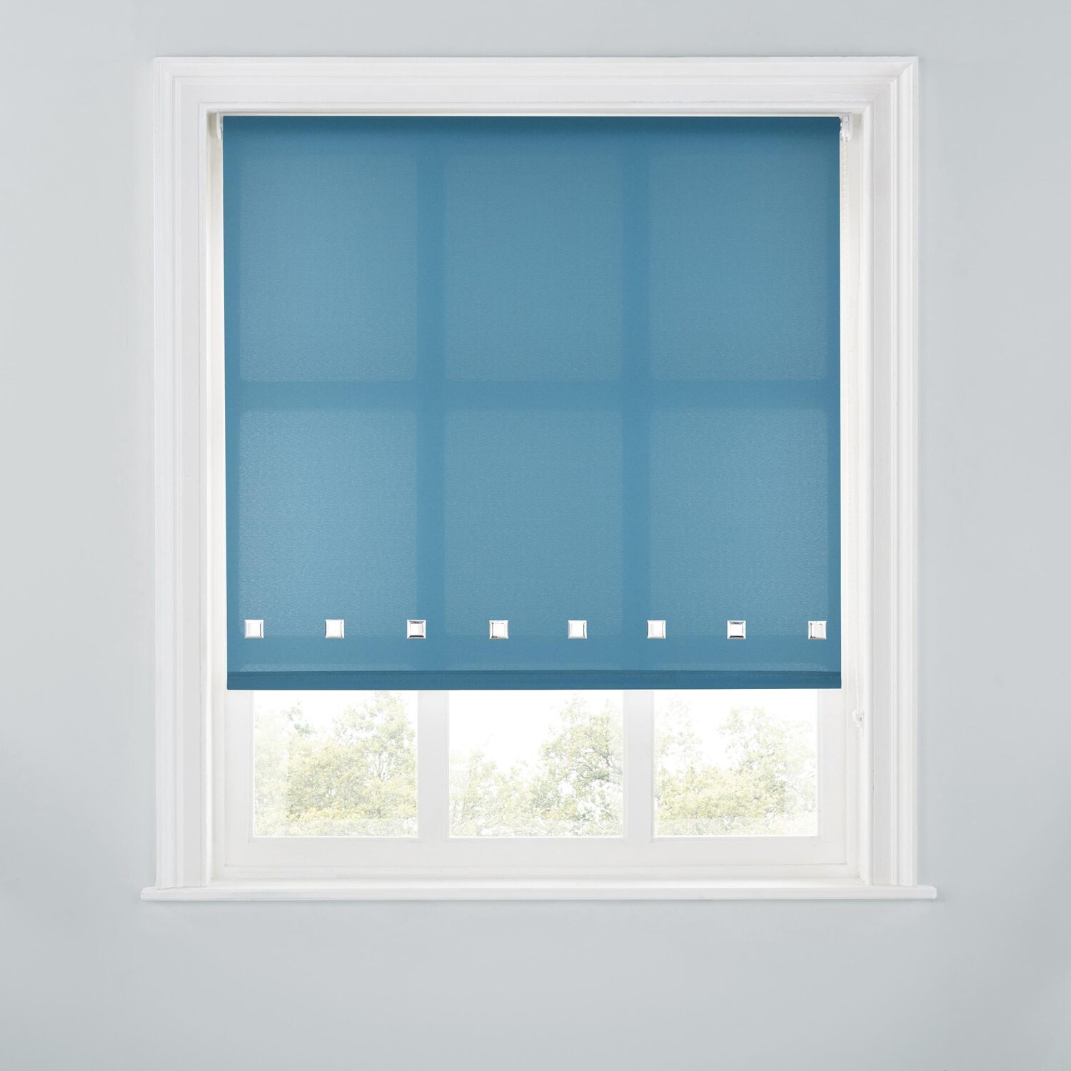 A.unique Home Premium Quality Trimmable Square Eyelet Window Roller Blind - Blue Stone / 150Cm
