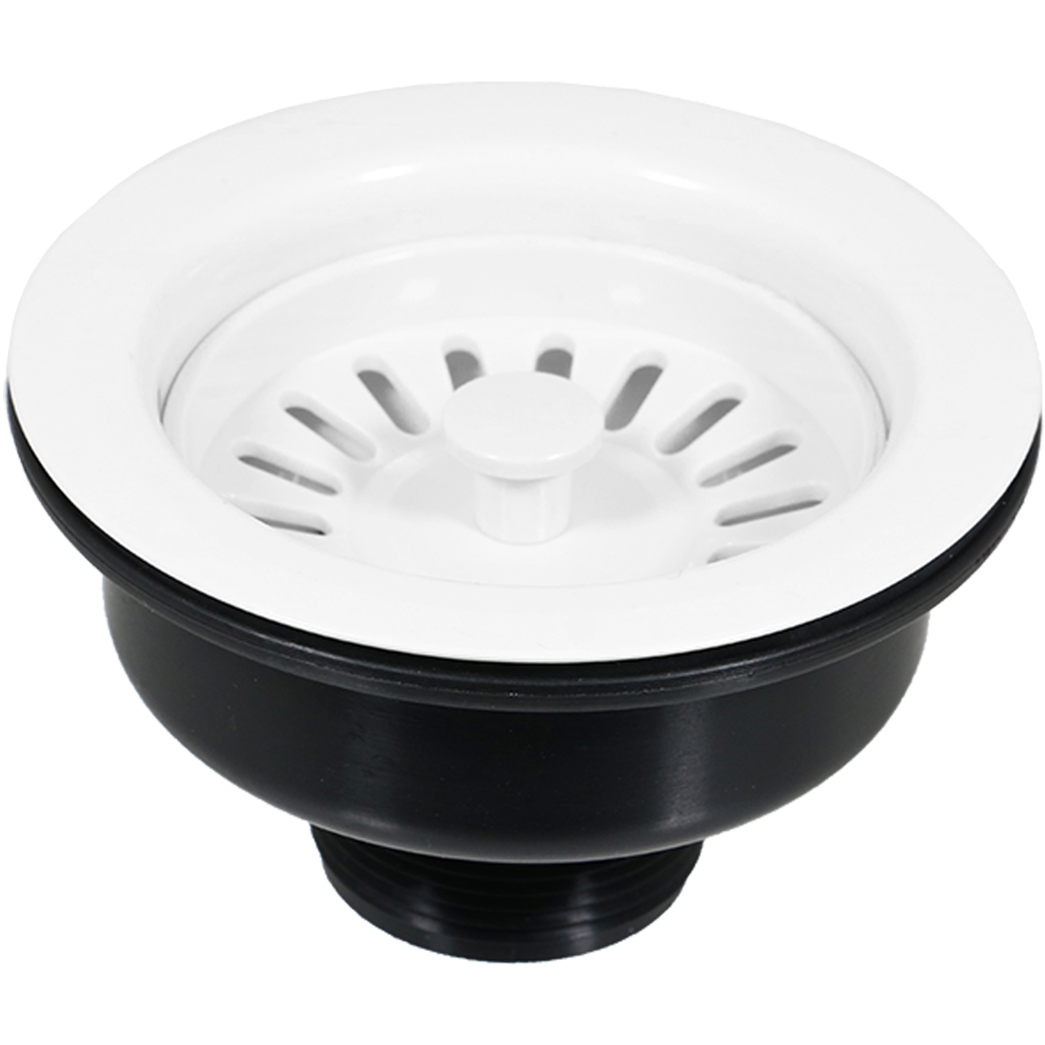 Spares2go Sink Waste Basket Strainer Plug - White - Image 1