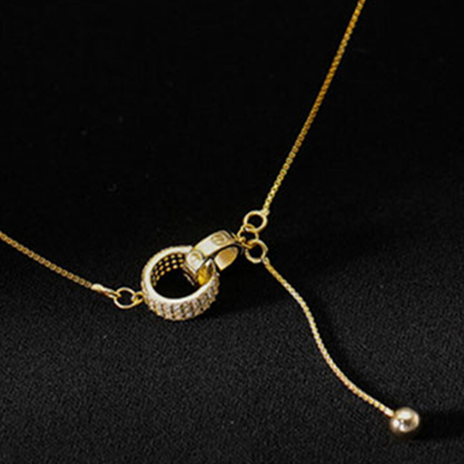 Collarbone Double Interlocking Chain Necklace - Gold
