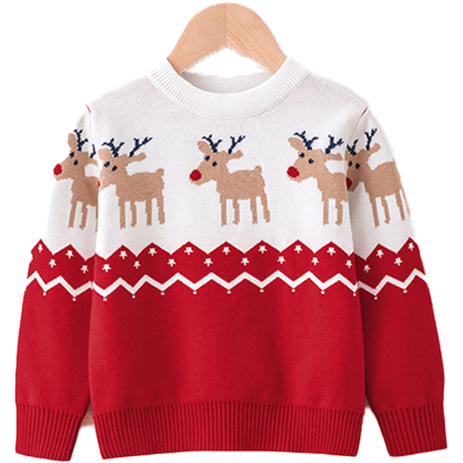 Children's Christmas Reindeer Jumper - Red / 76cm