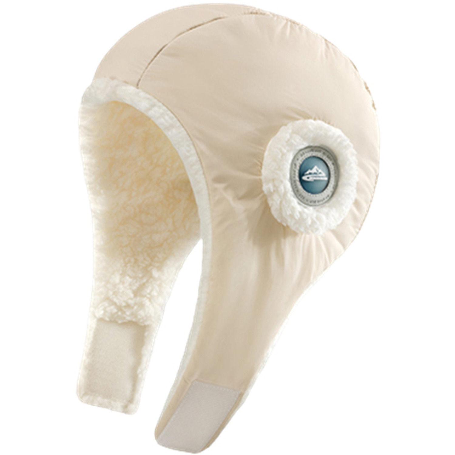 Women's Puffer Trapper Hat with Fleece Lining - Beige