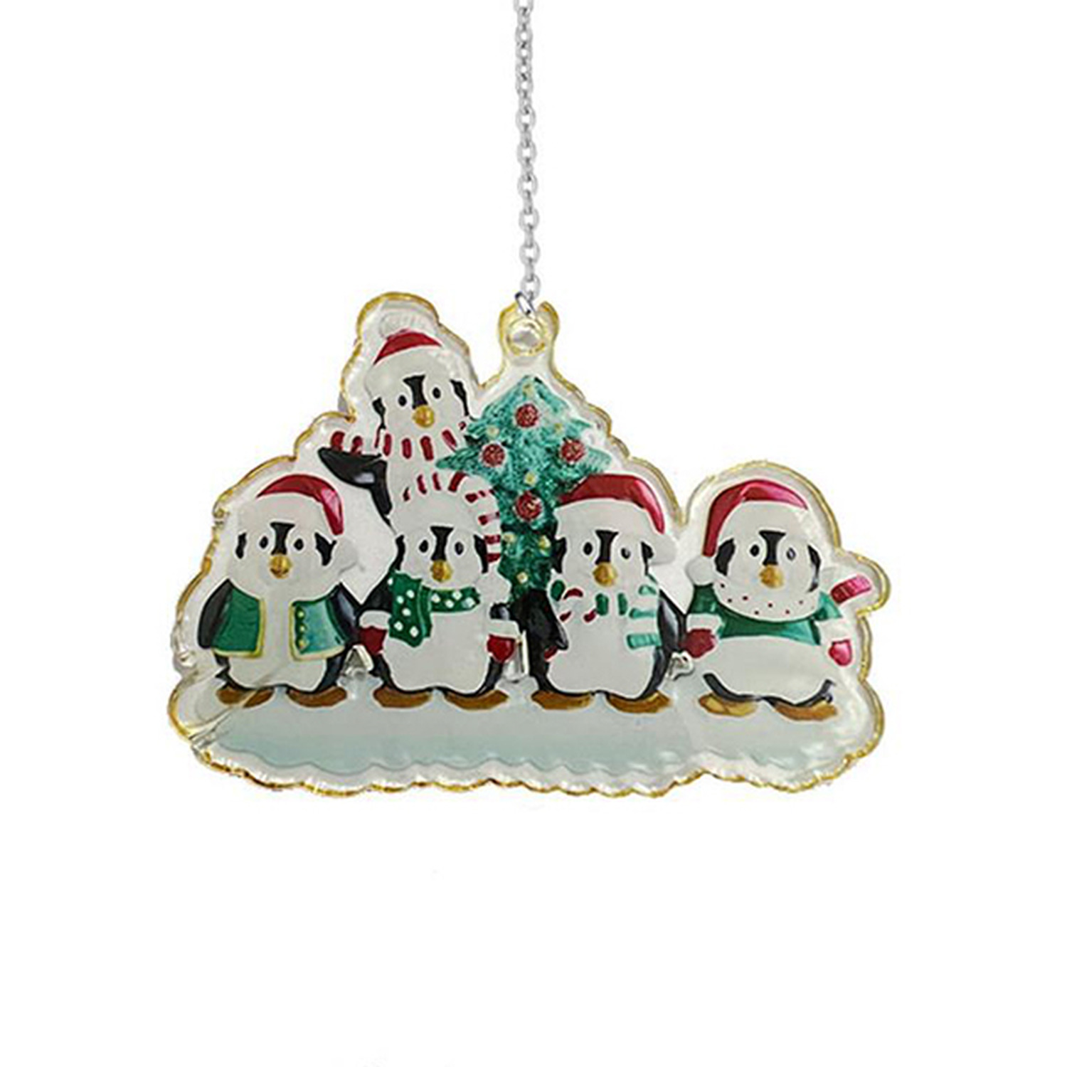 Christmas Penguin Tree Ornaments - Grey / Family of 5 / 1cm