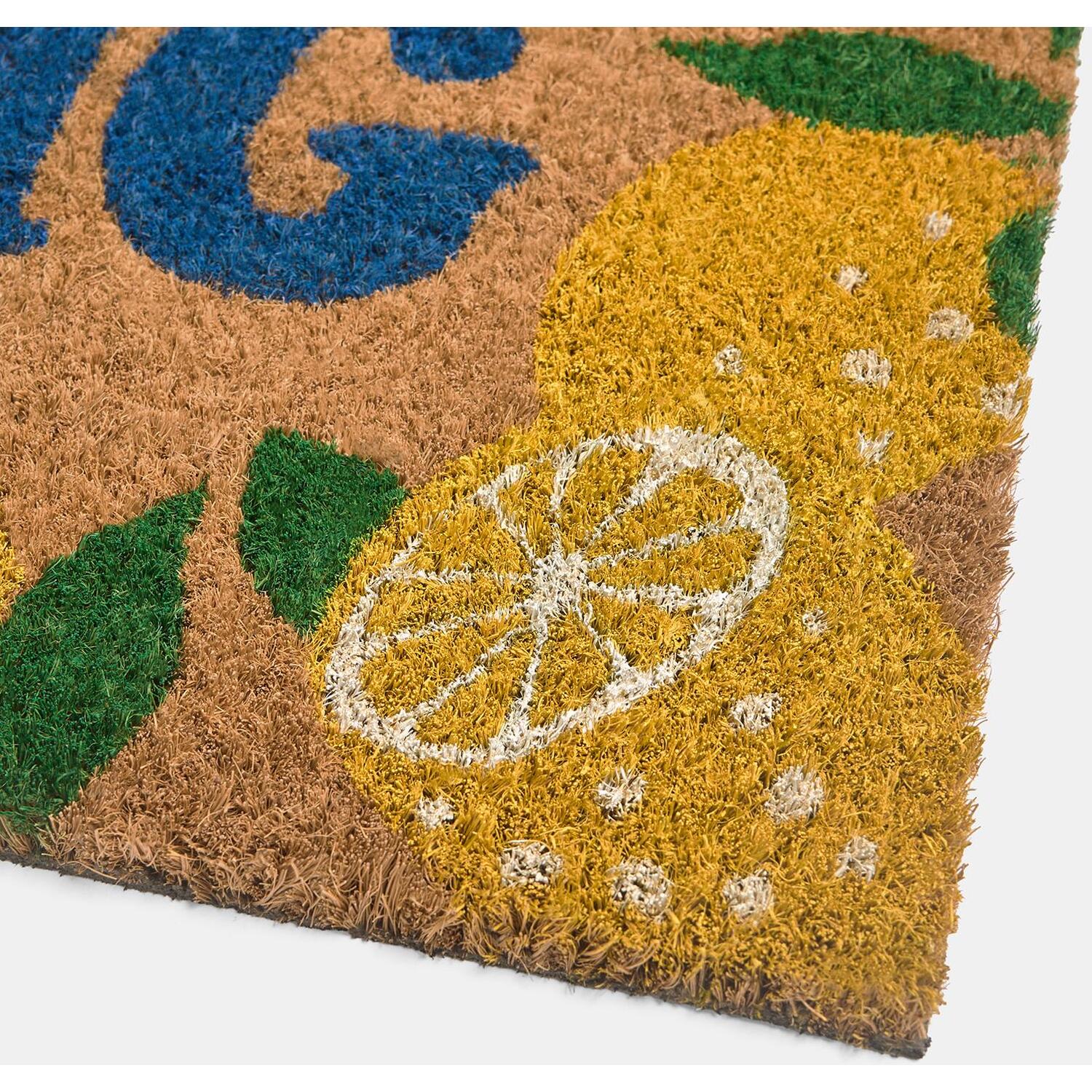 Ohs Lemon Print Coir Mat - Natural/Lemon