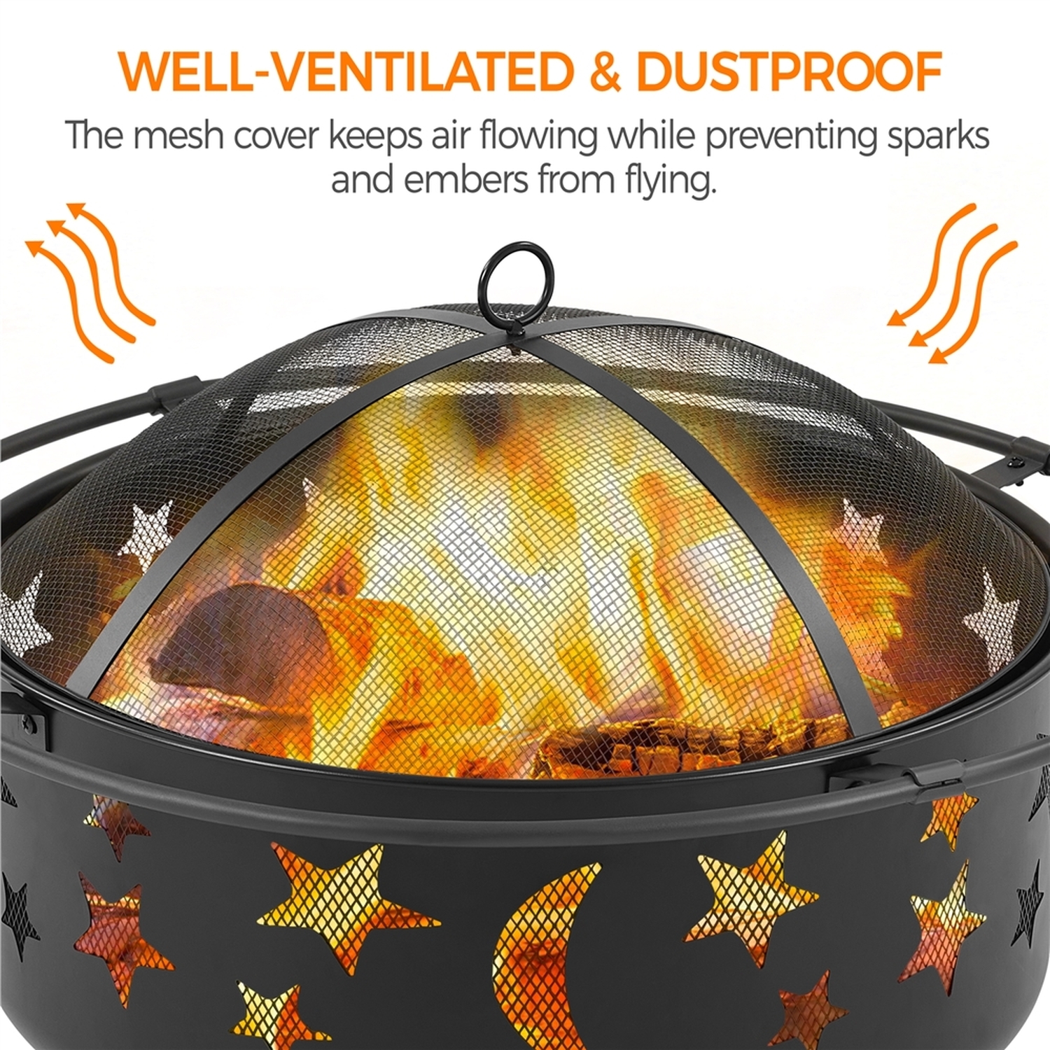 Yaheetech Iron Round Fire Pit with Mesh Cover
