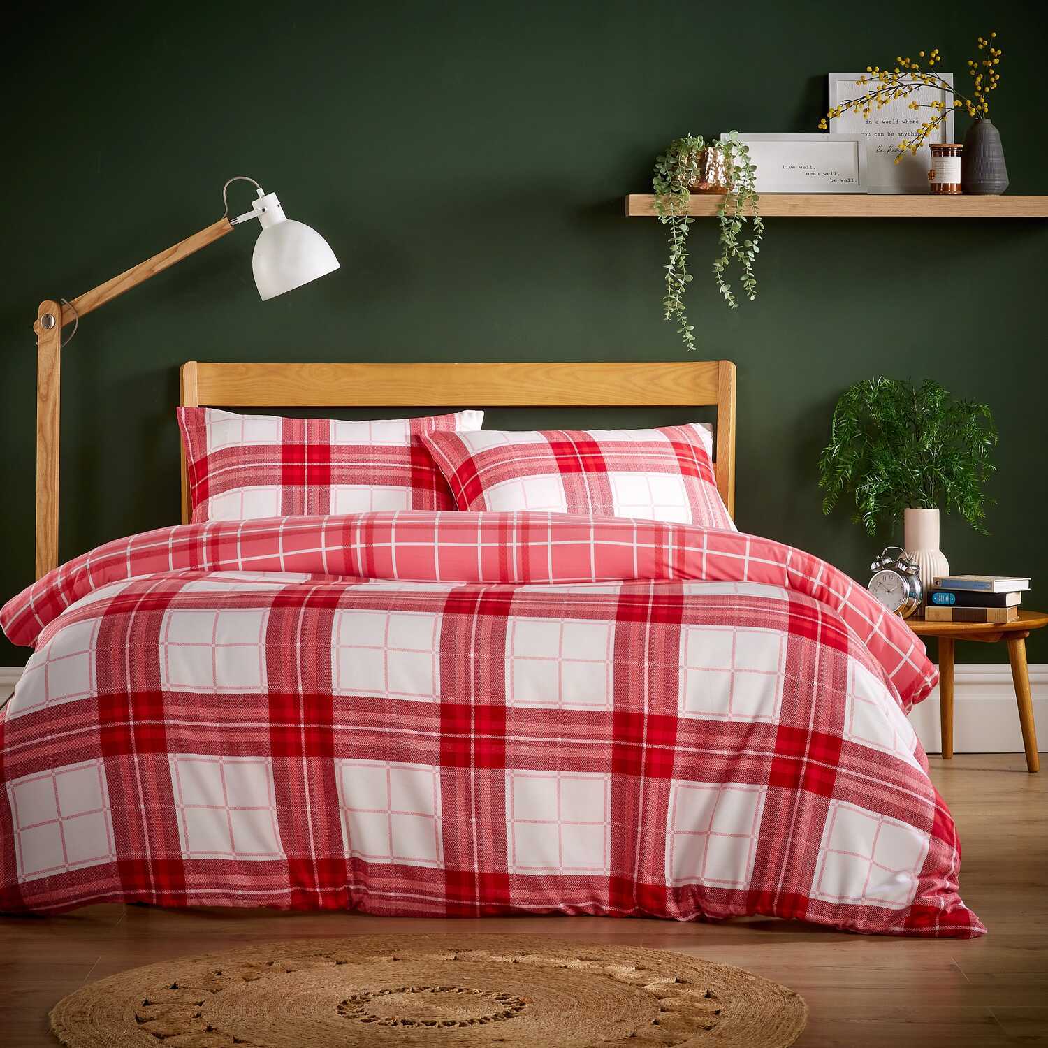 Alba Flannel Duvet Set - Red King