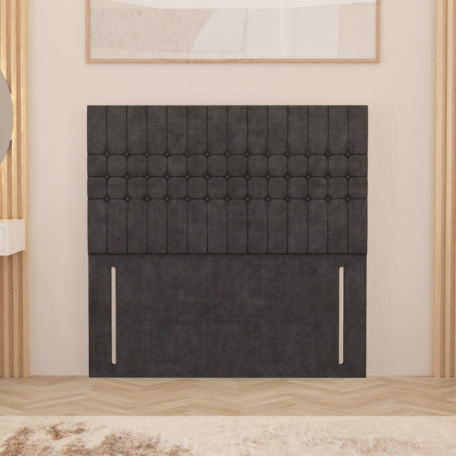 Lexington Plush Velvet 54 Floor Standing Upholstered Headboard - Charcoal King