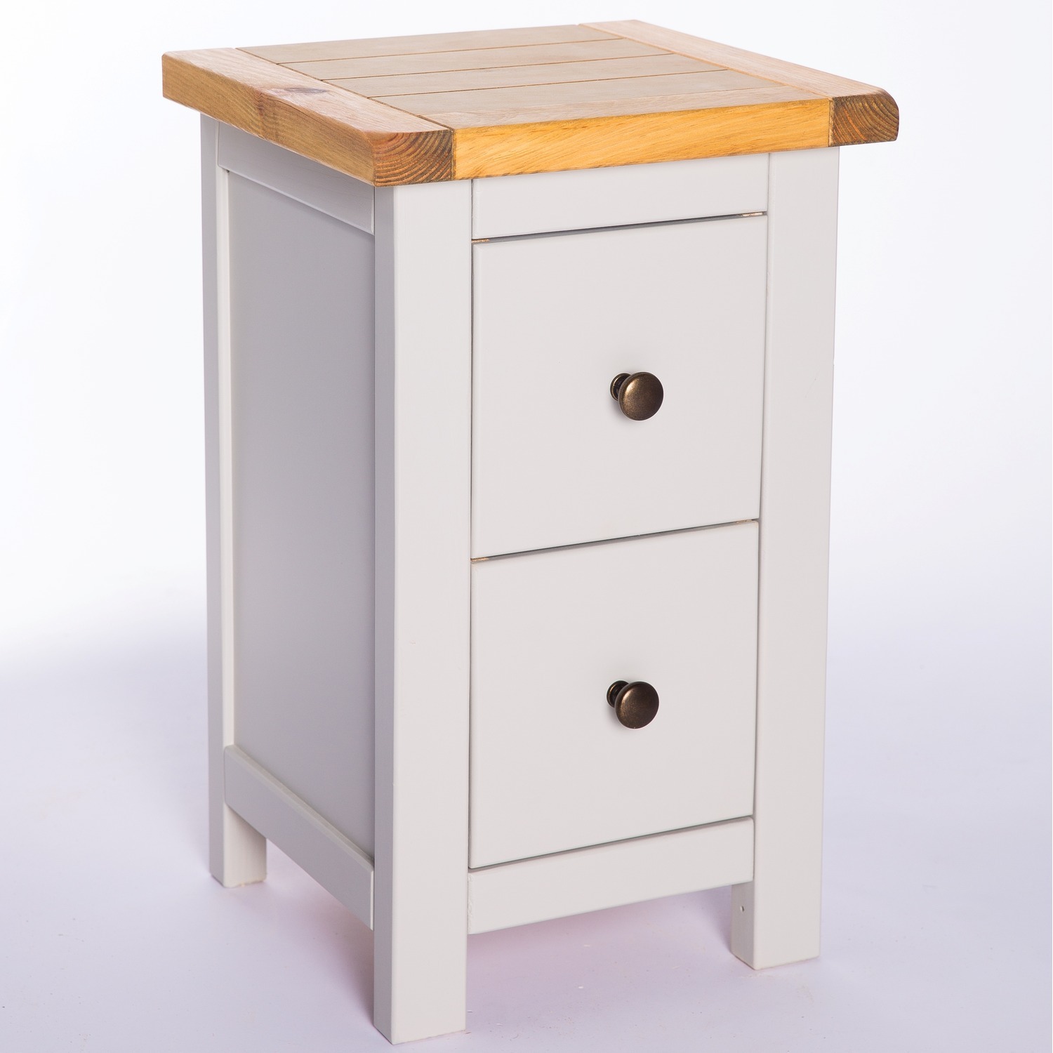 Cabinet Bits Argenta 2 Drawer Petite Bedside Cabinet - Grey / Brass Knob