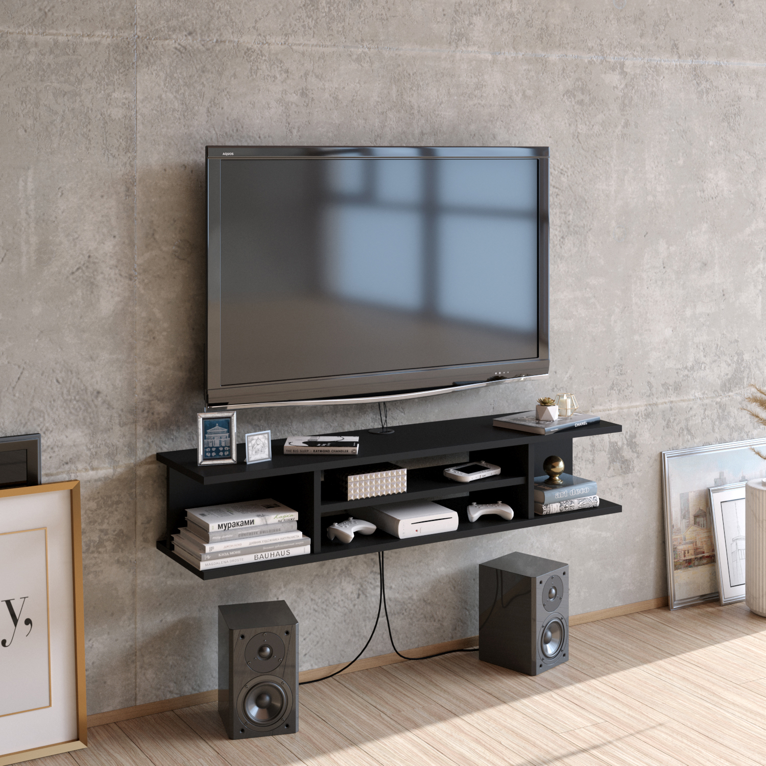 Pivot Floating TV Unit - Black