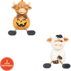 Halloween Sitting Highland Cow Decoration