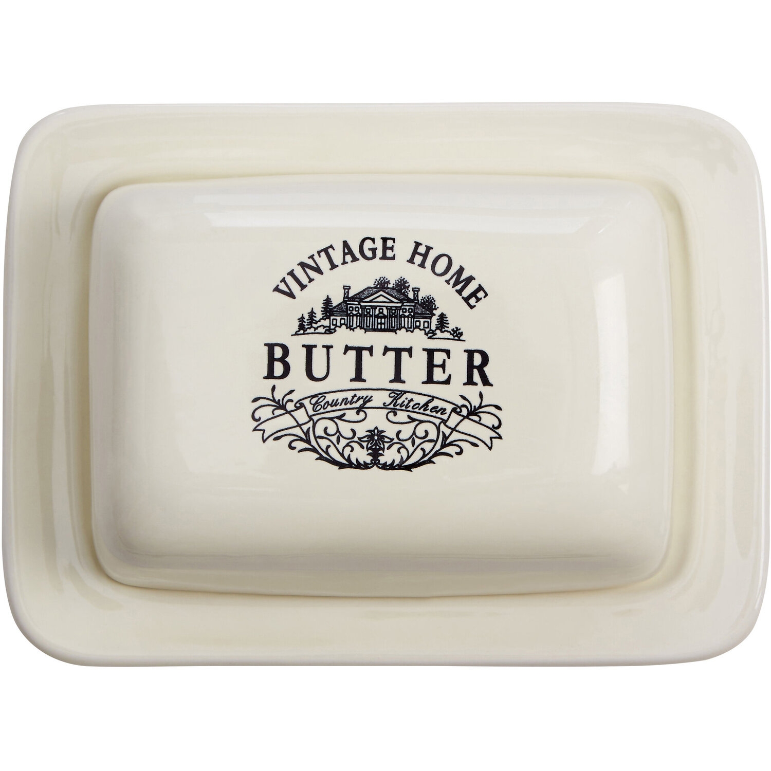 Maison By Premier Vintage Home Cream Butter Dish - Cream
