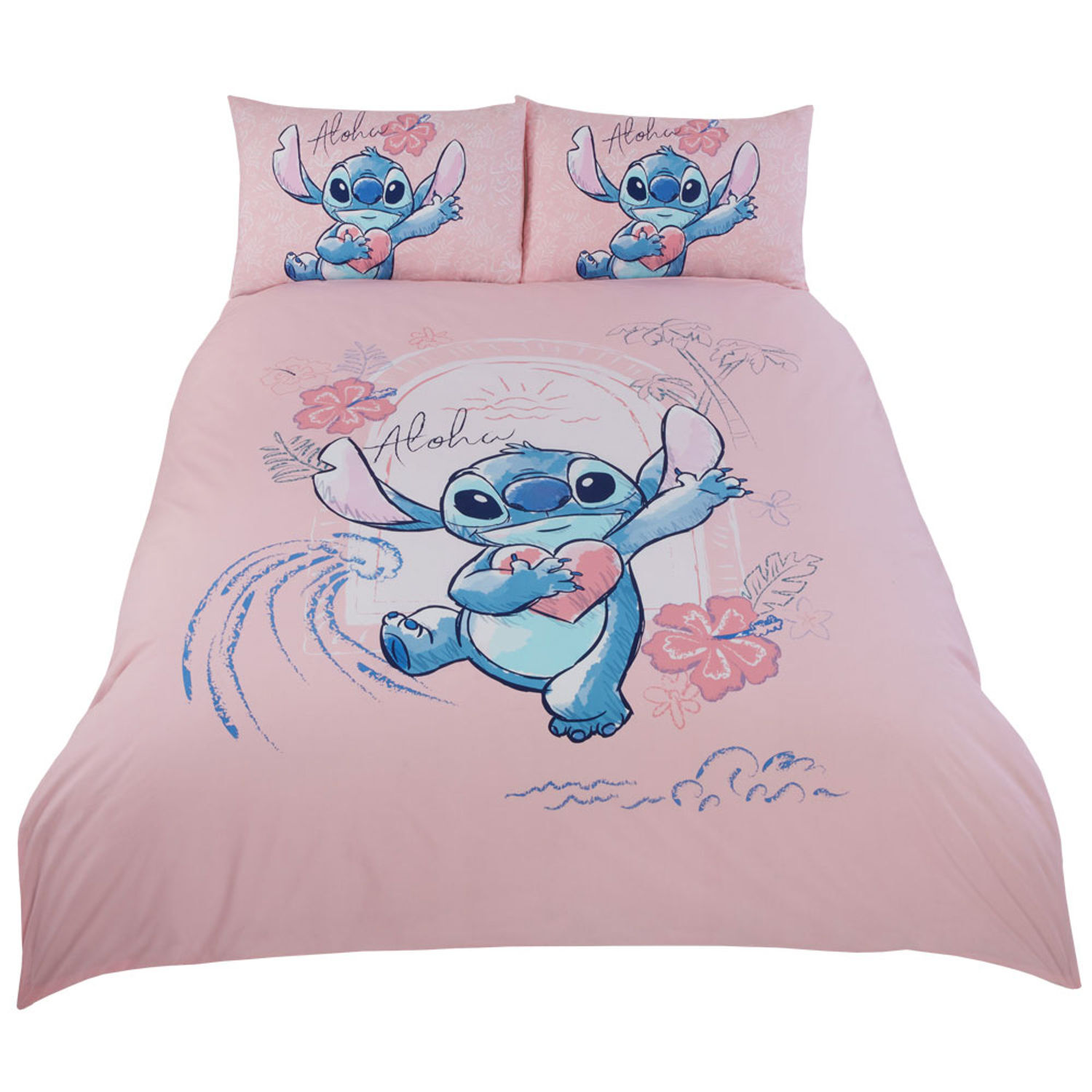 Lilo & Stitch Aloha Duvet Cover Set - Dusty Pink / Single