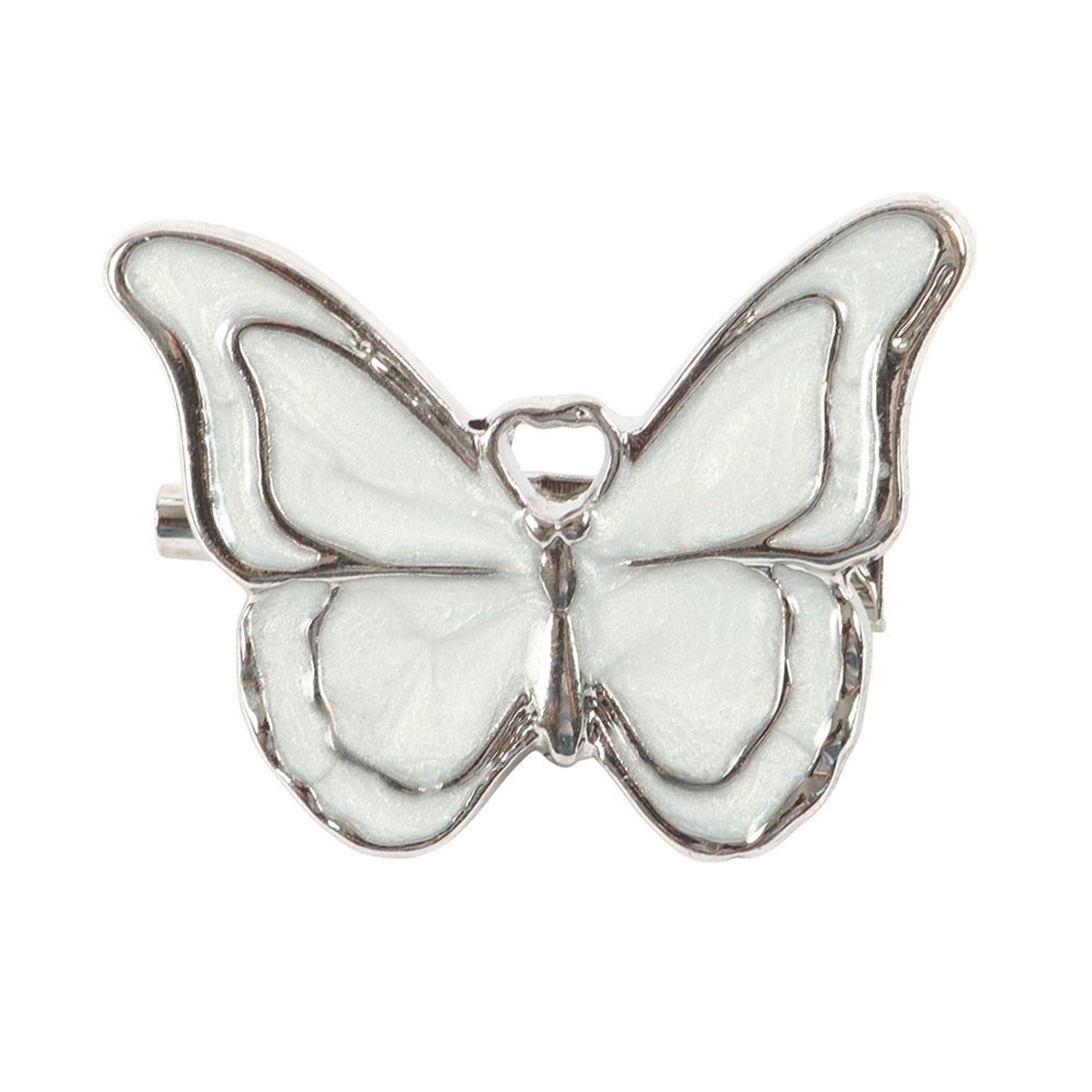 Something Different Butterflies Appear Enamel Butterfly Badge - White