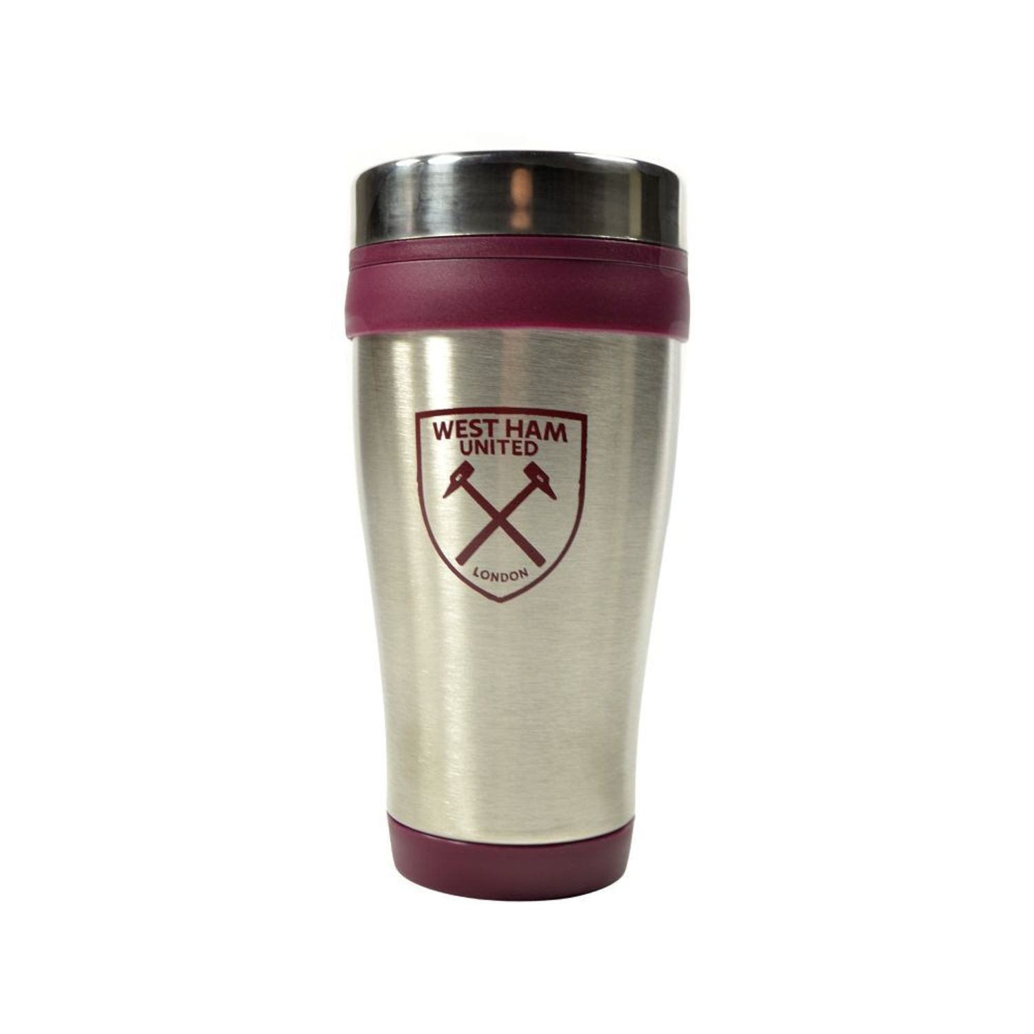 West Ham United Fc Executive Metallic Travel Mug - Silver/Maroon