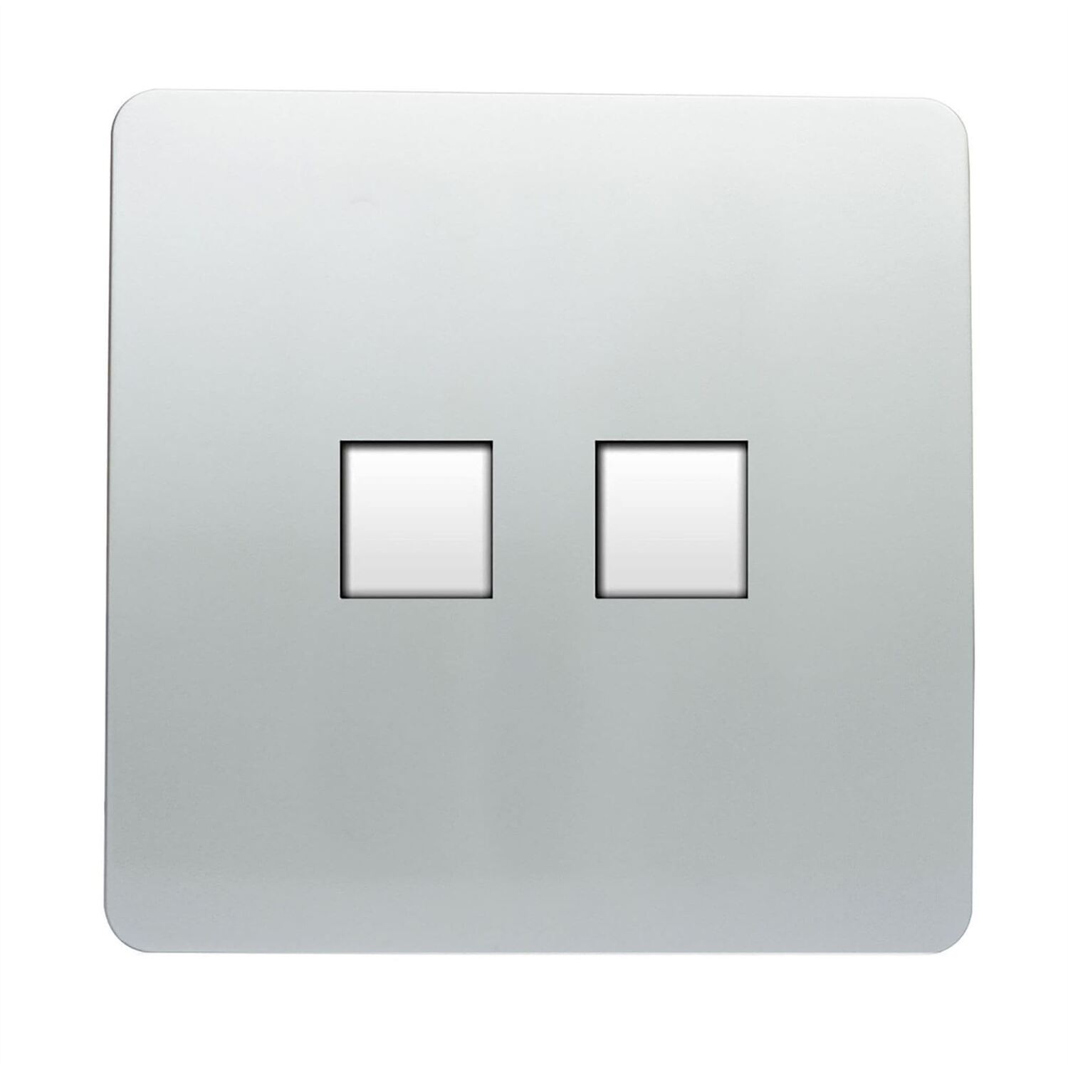 Trendi Switch 2 Gang Rj45 Cat 6 Modern Designer Pc Ethernet Socketin Platinum Silver - Image 3