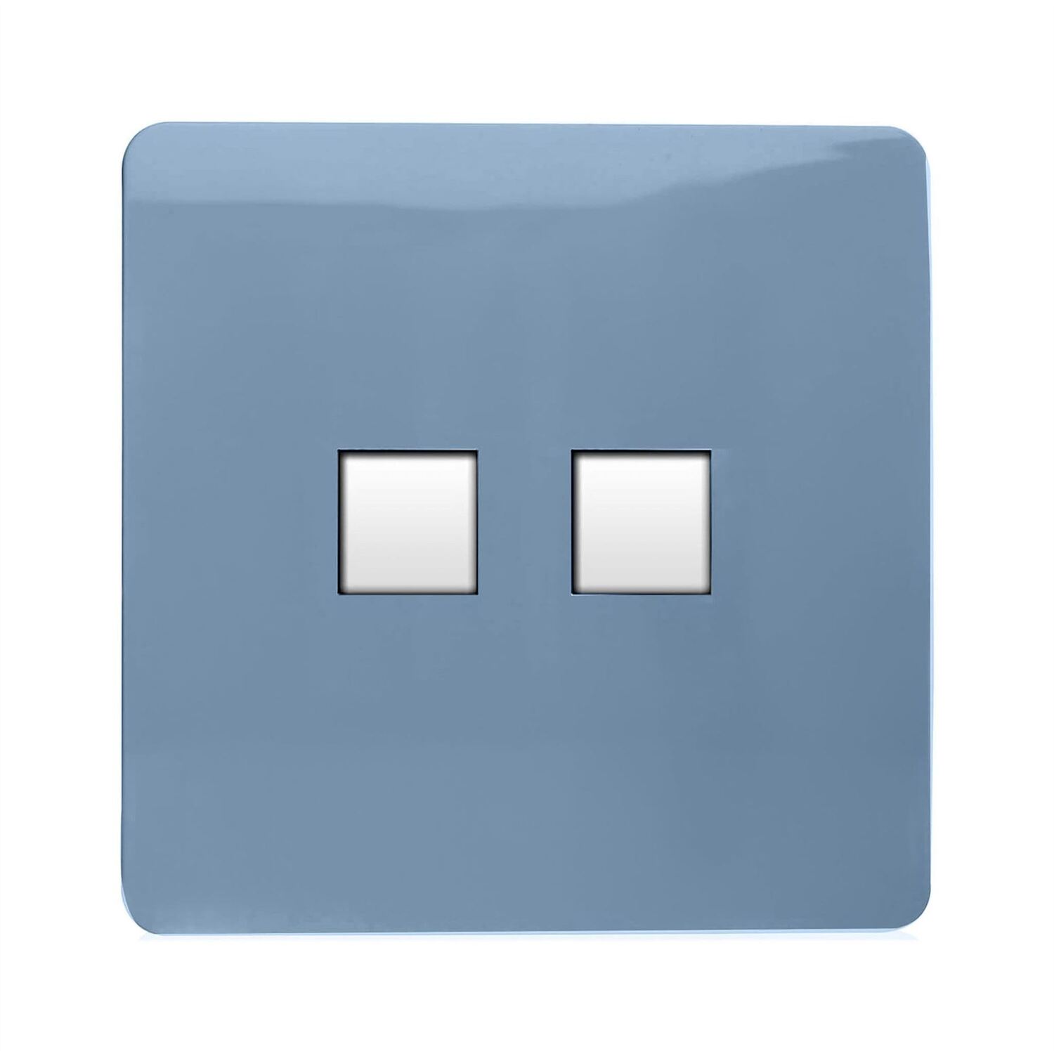 Trendi Switch Sky Blue 2 Gang Rj45 Cat 6 Pc Ethernet & Modern Designer Telephone Slave Sockets In - Image 3