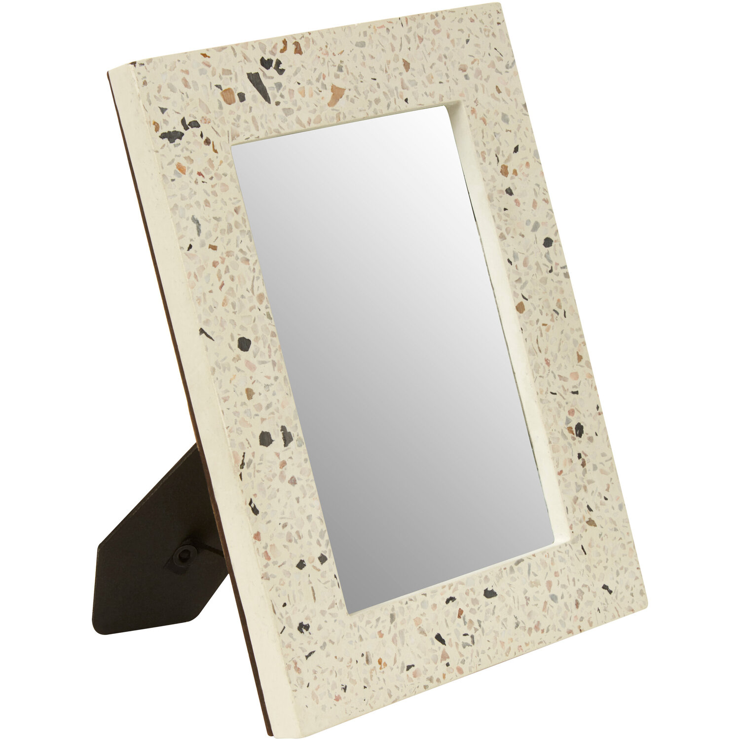Orsina Large Terrazzo Photo Frame, Modern 5x7 Design With Multicoloured Stone Pattern, Freestanding Display With in Grey