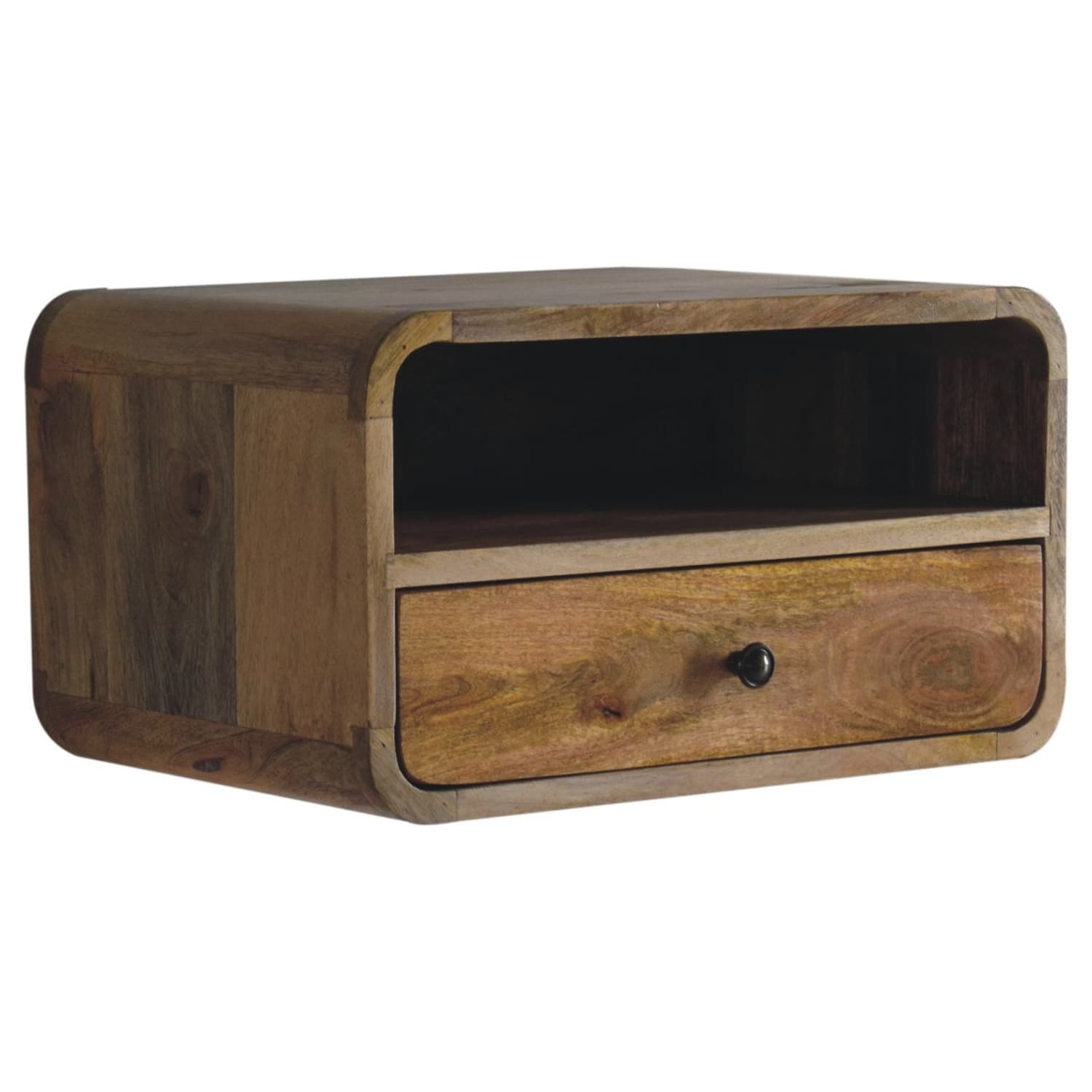 Alghero Large Mango Wood Floating Bedside with Drawer and Shelf