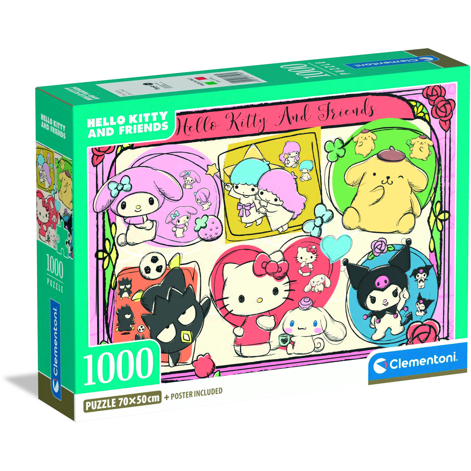 Clementoni Hello Kitty Puzzle 1000 Piece Anime Jigsaw Puzzle - Green / 70Cm