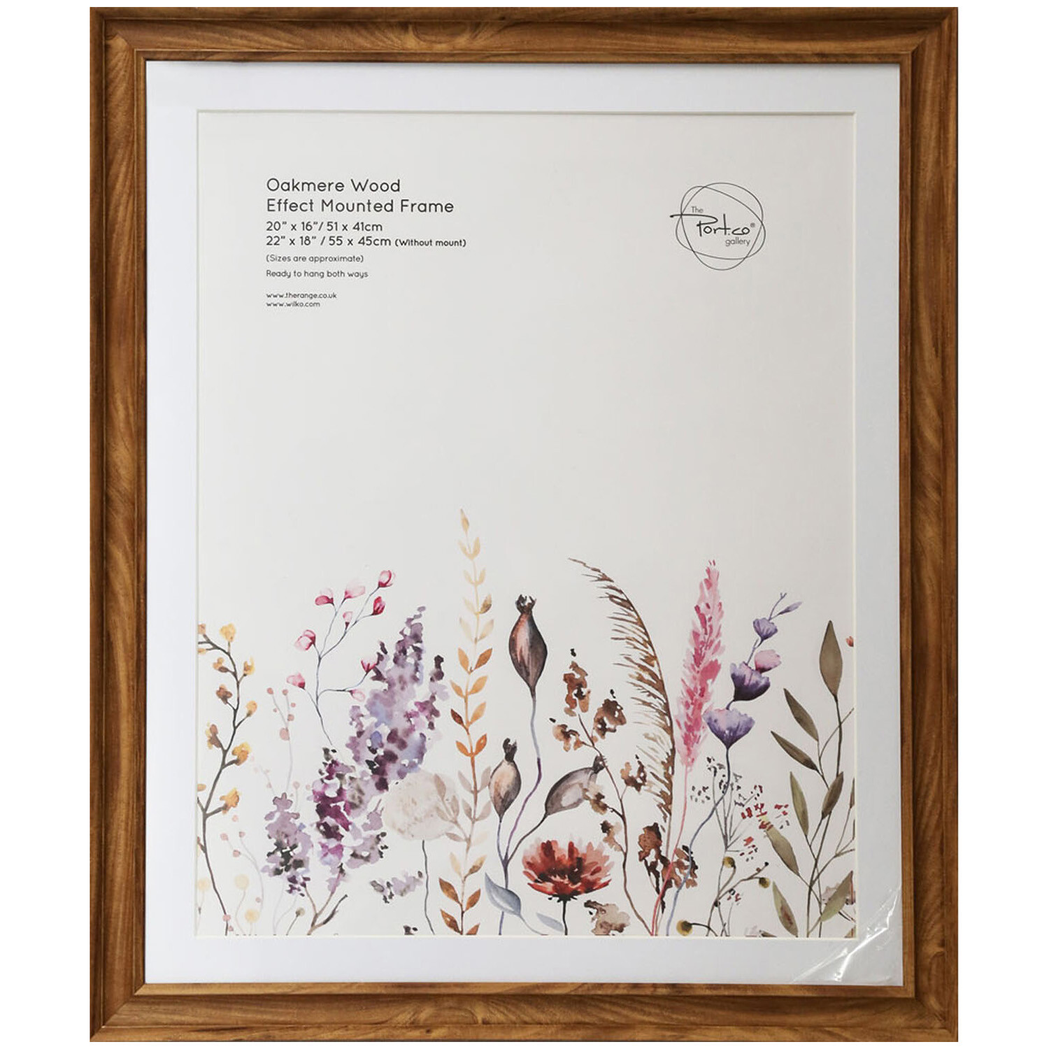 Oakmere Wood Effect Mounted Photo Frame - Brown / 20 x 16 inch