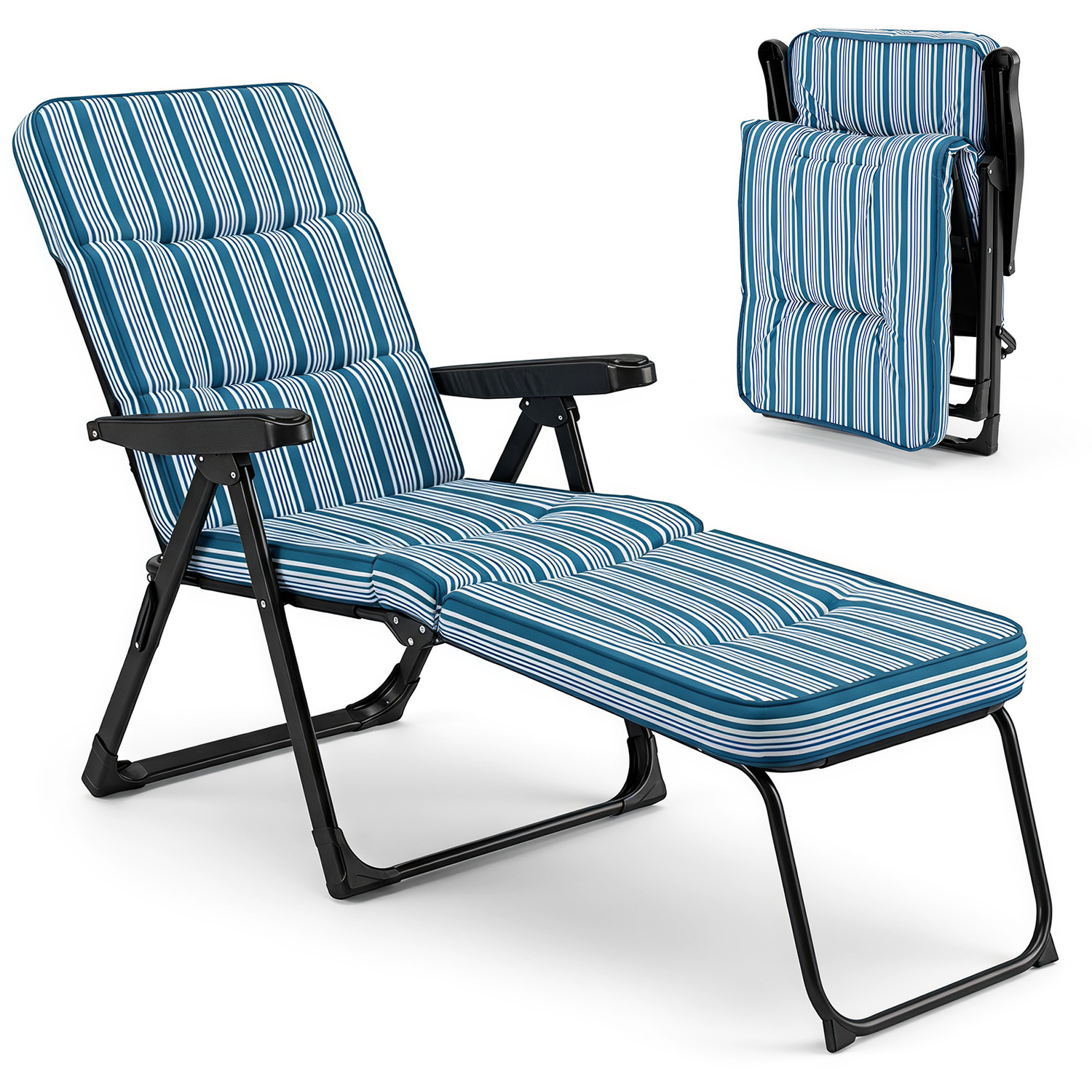 Costway Foldable Garden Sun Lounger With Adjustable Backrest