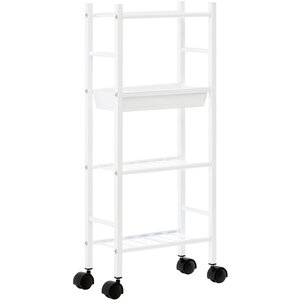 Dara 4 Tier White Trolley with Basket