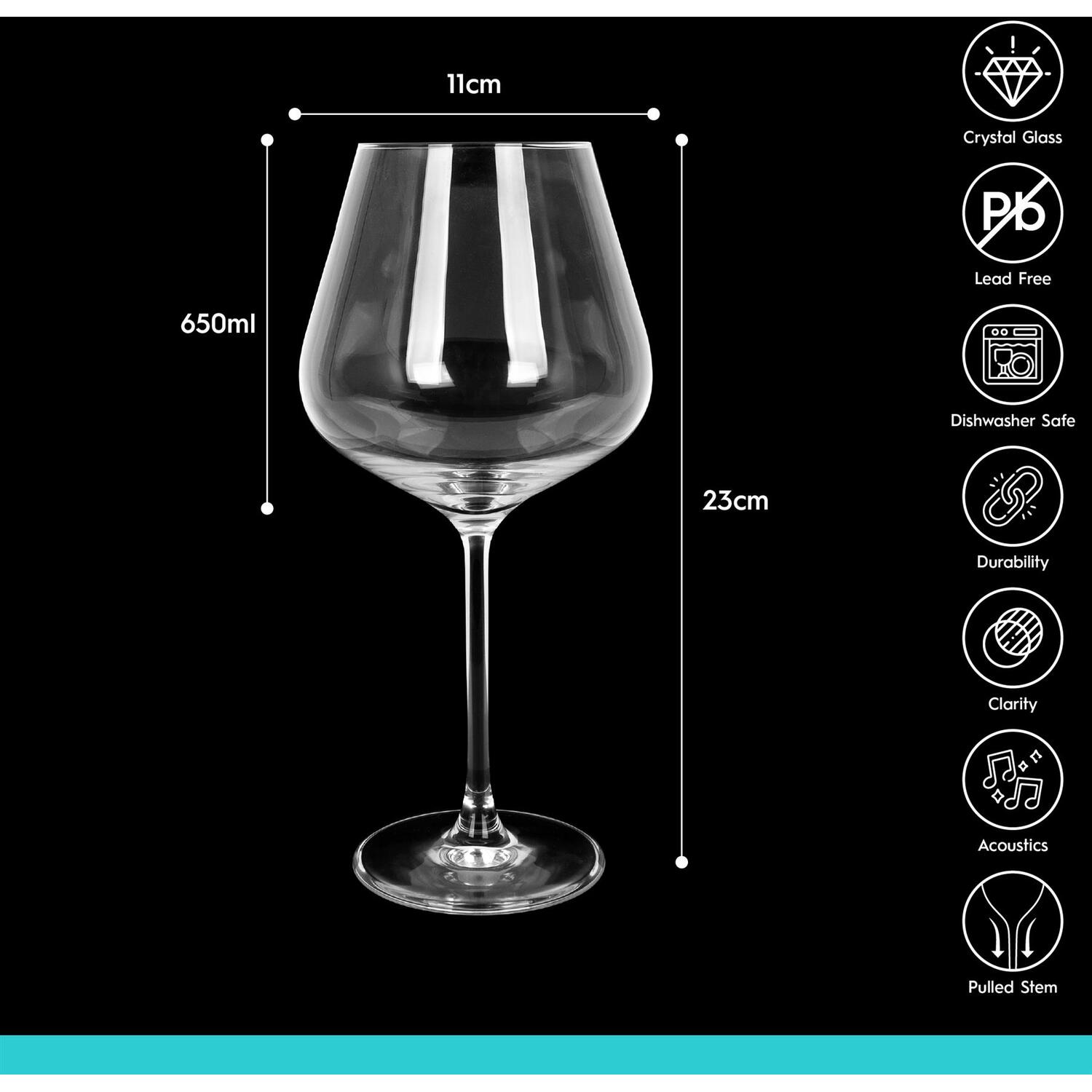 Image of Knightsbridge Crystal Red Wine Glasses -&hellip;