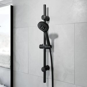Round Black Shower Kit with Adjustable Handset - Multi Spray