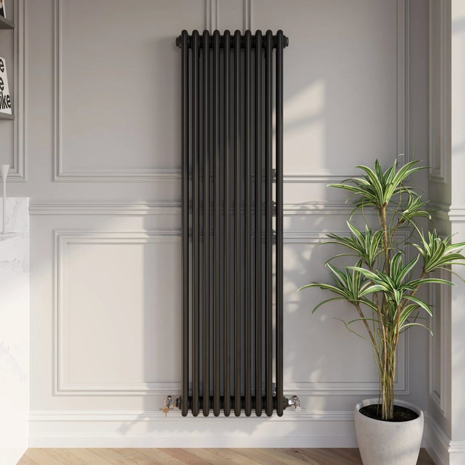 Temprazo Traditional Colosseum Double Bar Column Radiator Black 300 X 425Mm - Black / 470Mm / 1600Mm / 100Mm